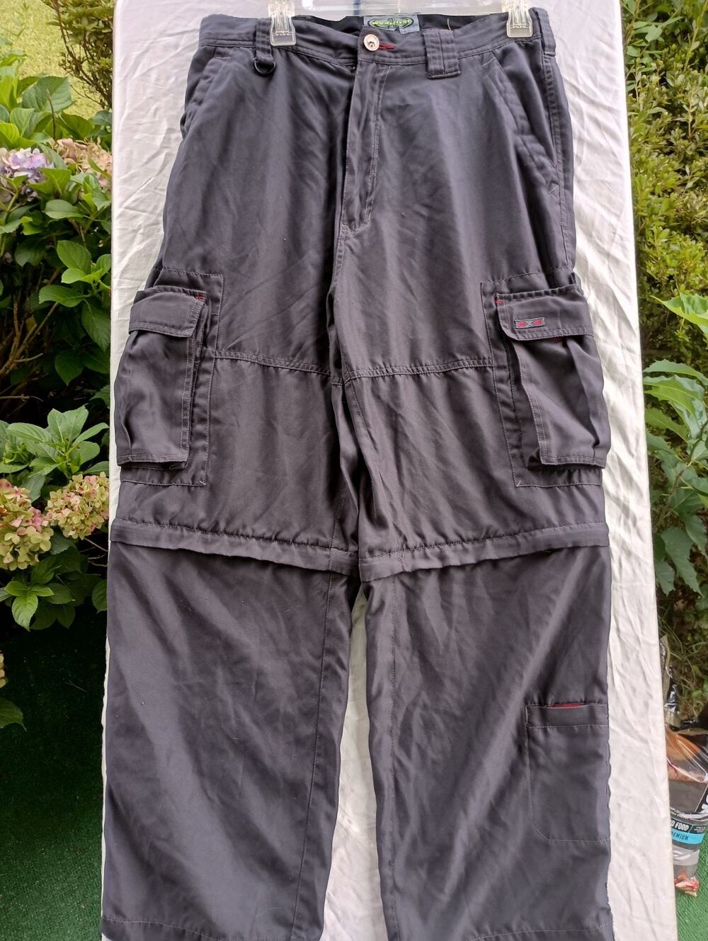 Wear First 12 Pocket Cargo Pants Y2K Men's 34X30 Gray Utility Hiking Convertible